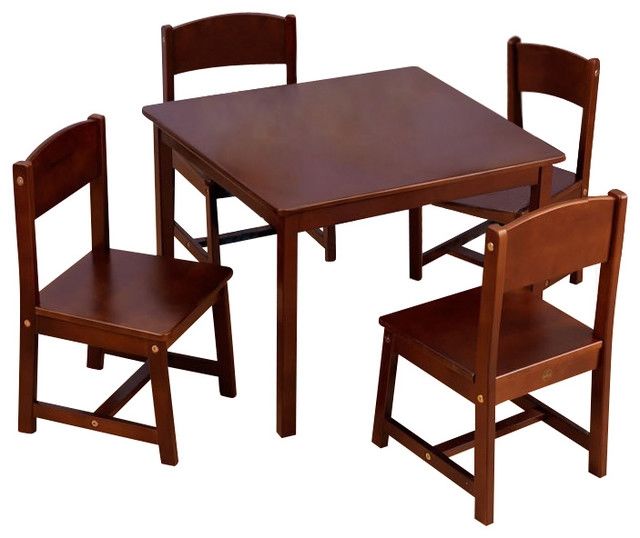 Table de ferme & chaises, brun