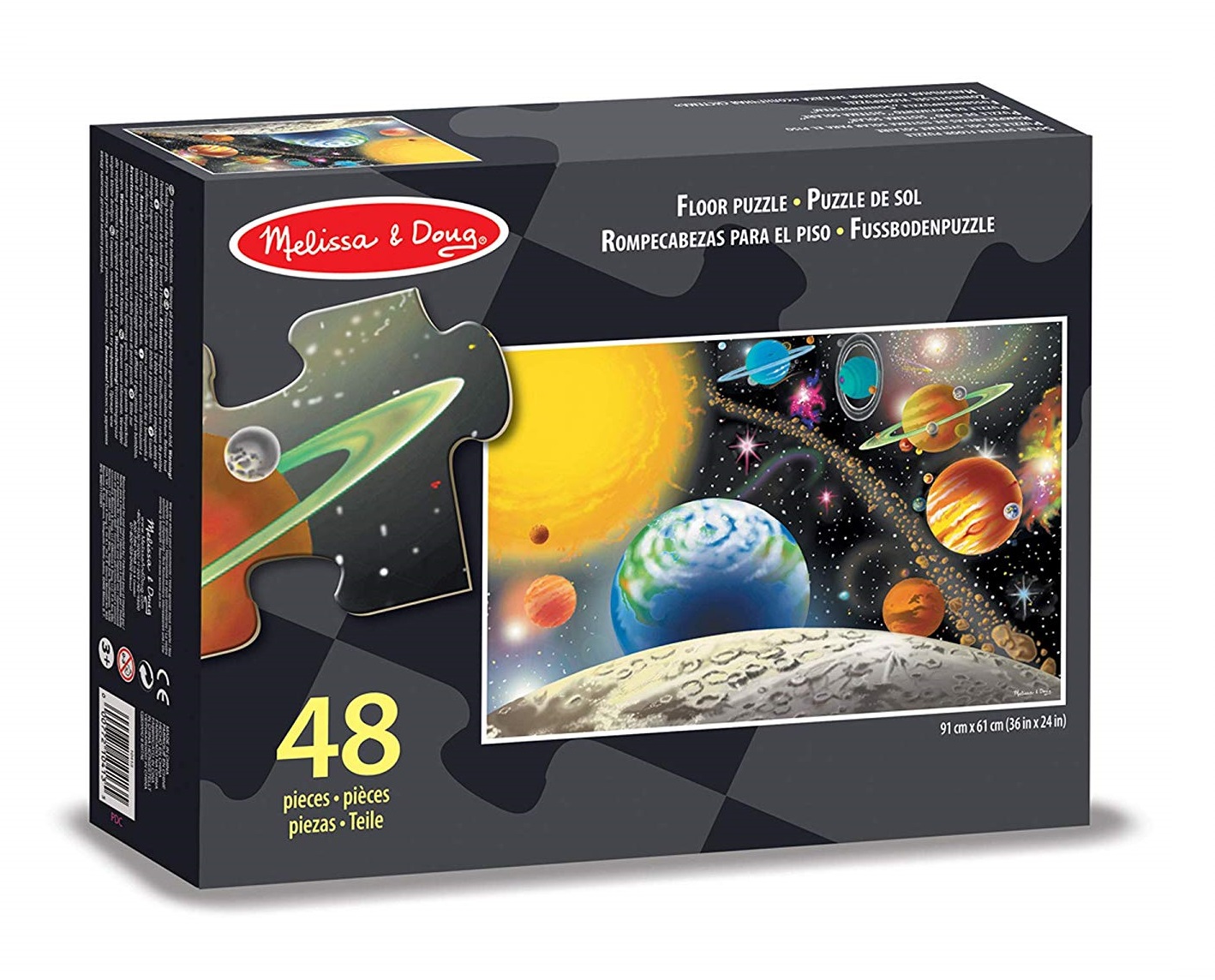 Melissa & Doug – Puzzle Sol Dinosaures 48 Pièces – 60 X 90 Cm – Carton Épais Pour Enfants