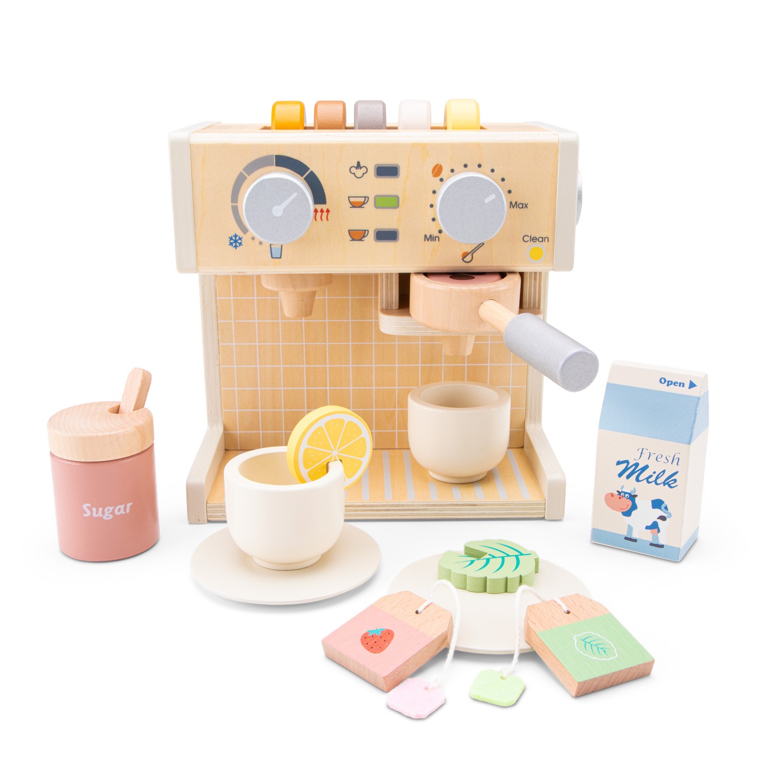 Machine à Café Jouet En Bois Pour Enfants - 22 Pièces, Avec Sons Réalistes - Jeu De Rôle éducatif 3 Ans Et Plus
