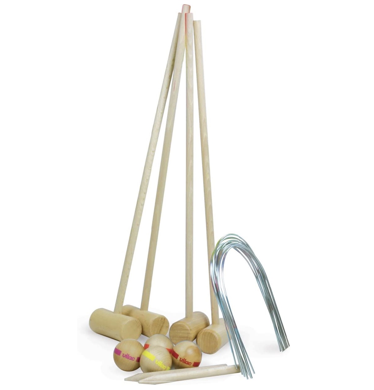 Jeu De Croquet Extérieur 4 Joueurs – Kit Complet En Bois, Croquet Classique Pour Enfants Et Adultes, Idéal Jardin Et Pique-Nique