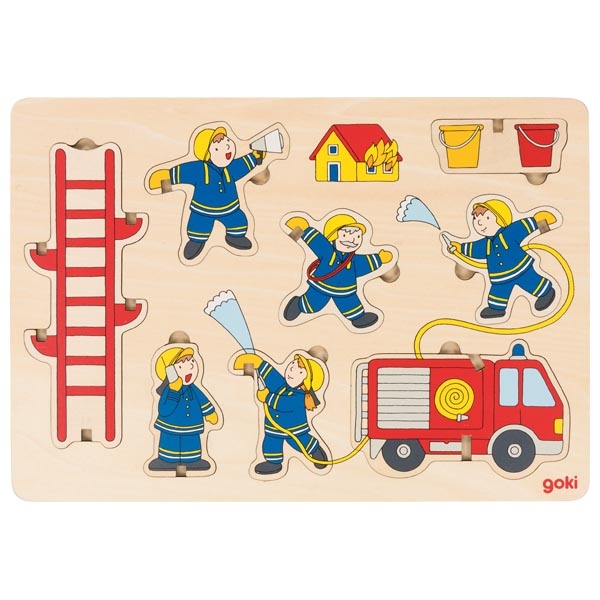 Puzzle Pompiers Goki 57471 - Puzzle en bois - Encastrement