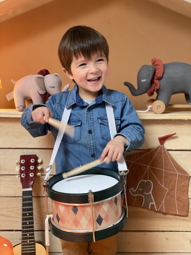 Tambour En Bois Pour Enfant GICO – 20 Cm, Sangle Et Baguettes Incluses