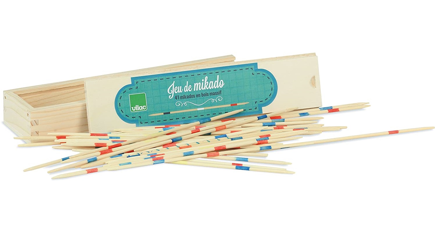 Jeu De Mikado En Bois – 41 Bâtonnets Colorés – Boîte à Tiroir – Adresse Et Concentration