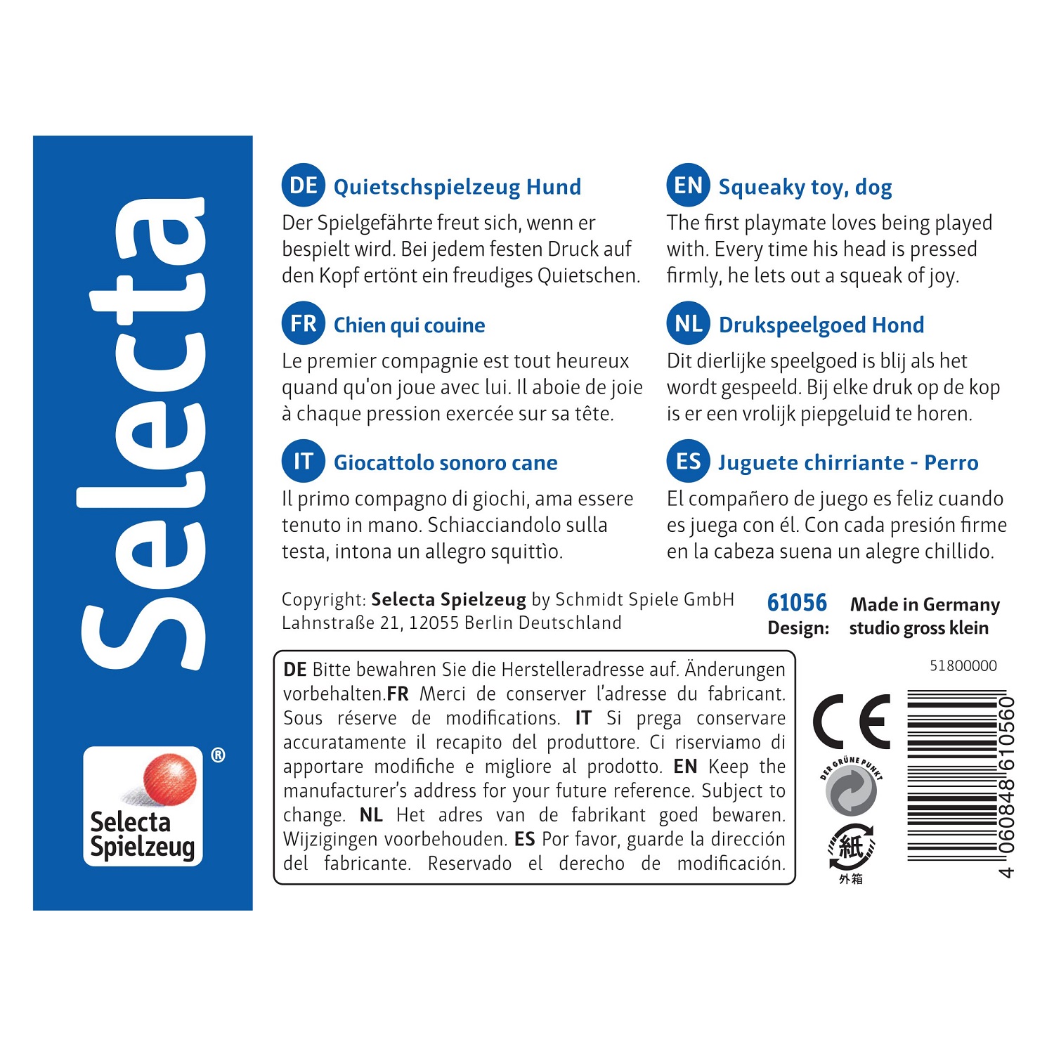 Hochet En Bois, Ringo Le Chien Bleu Selecta | La Redoute