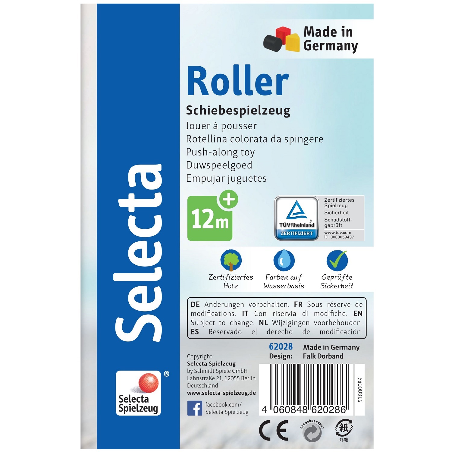Roller Selecta. Un jouet en bois à pousser. idéal pour enfant de 1 à 2ans
