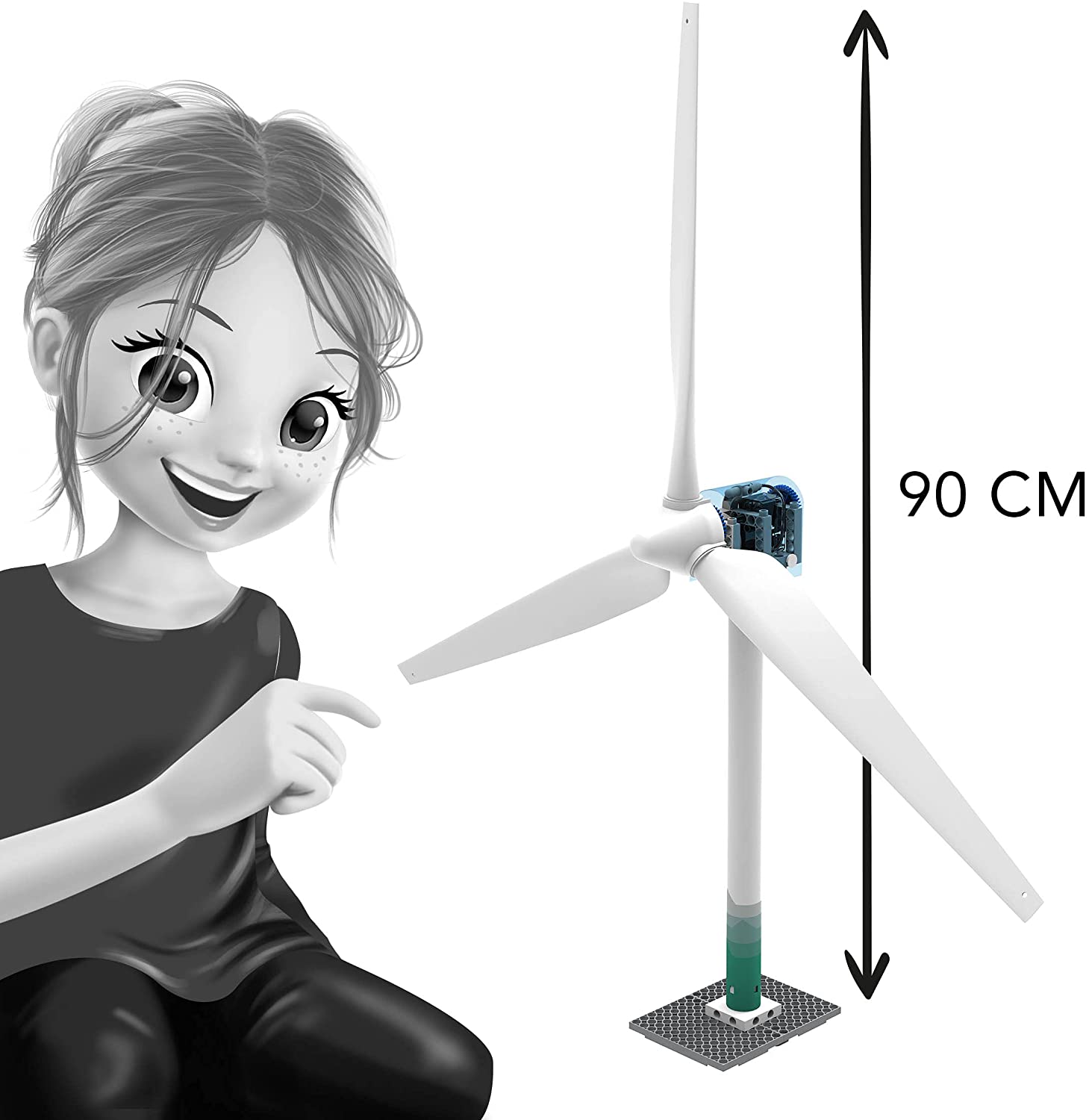 Mini éolienne Solaire Risegun - Jouet éducatif Enfants 8+ - Décoration Bureau Maison - Fonctionne à L'énergie Solaire