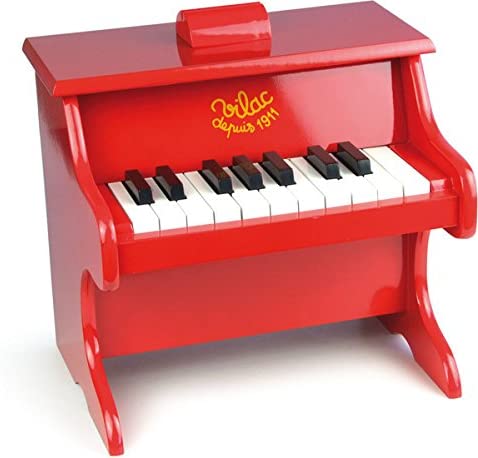Piano rouge laqué en bois. Piano, un instrument de musique Vilac Réf: 8317