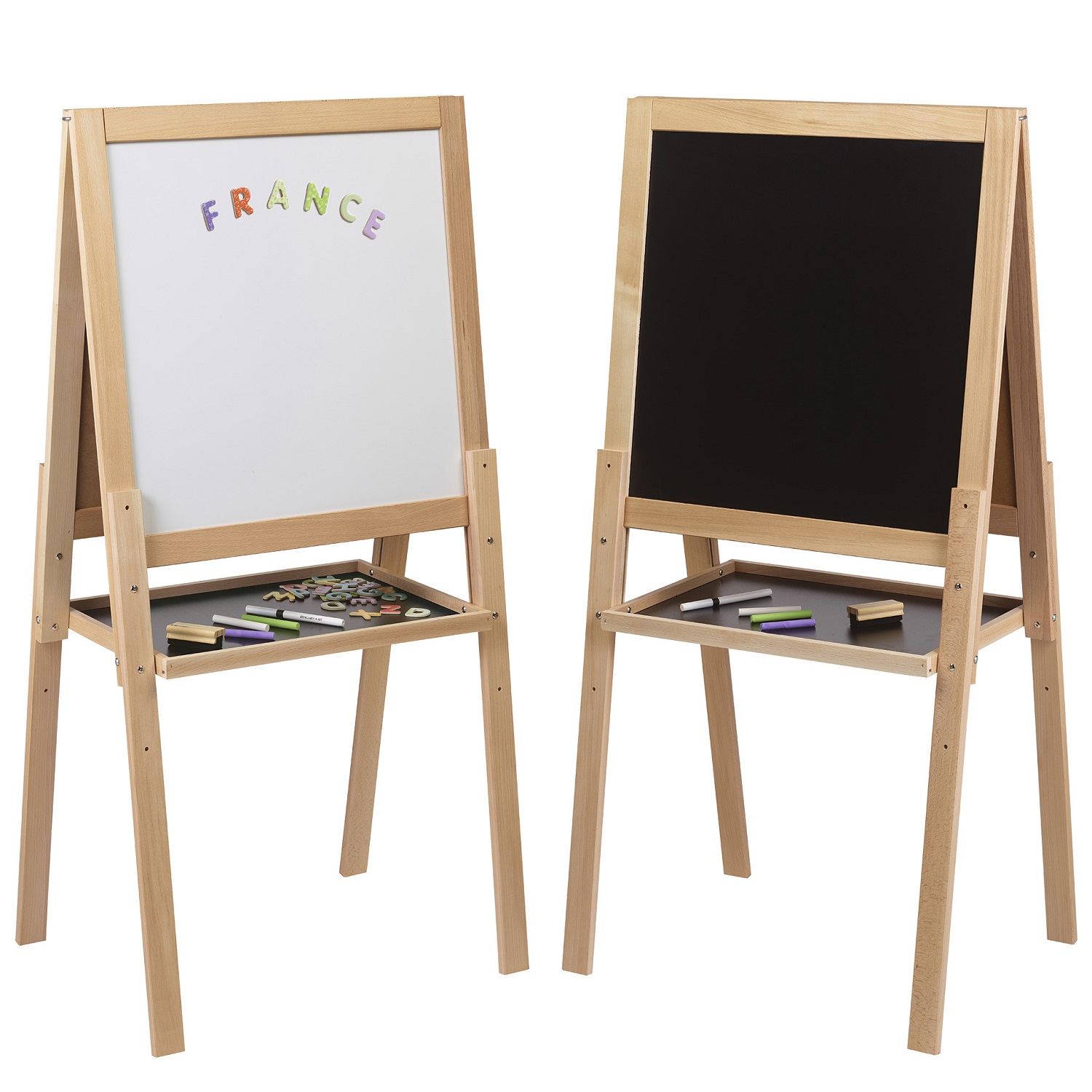 Jeujura Tableau Triptyque Bois Multicolore - Tableau Craie & Magnétique Pour Enfants