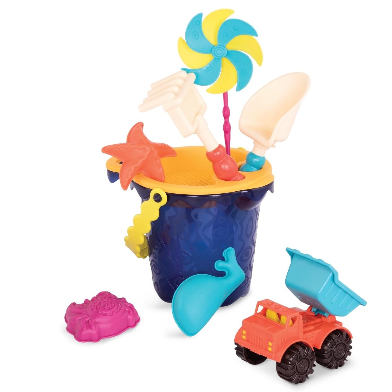 Lot De 6 Jouets De Plage Colorés – Seau, Pelle, Moules Animaux – Sac Filet Inclus – Idéal Pour Sable Et Piscine