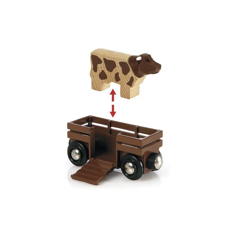 BRIO World 33984 Circuit De La Ferme Avec Locomotive à Pile - Coffret 30 Pièces, Pont, Animaux & Station De Foin - Train En Bois Dès 3 Ans
