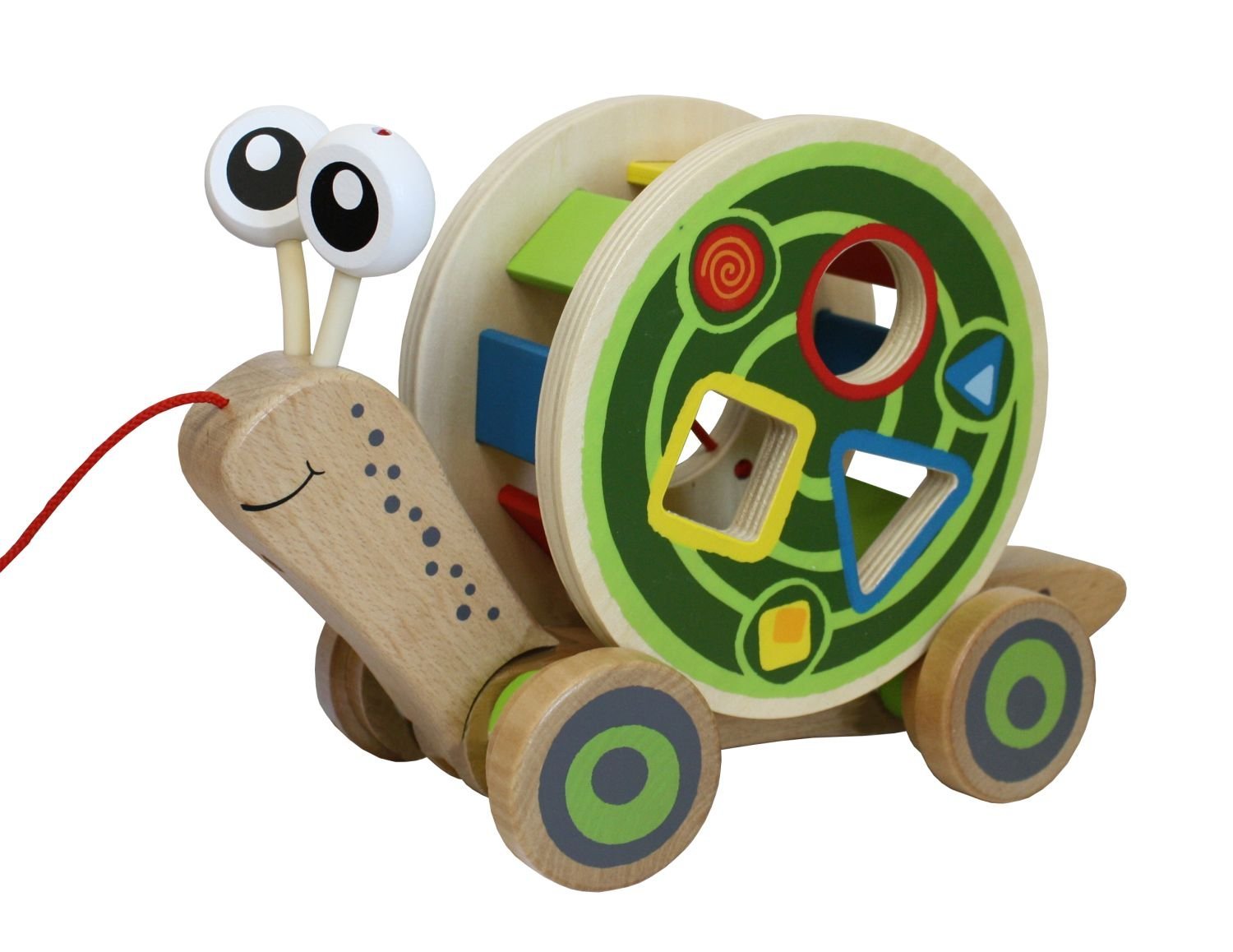 Hape Escargot Jouet en Bois Enfant 1 an - Jouet à Tirer - Exploration, Motricité, Apprentissage, Dextérité & Éveil de l'enfant - Jouet 1 an - Jouet Formes Colorées avec Ficelle Facile
