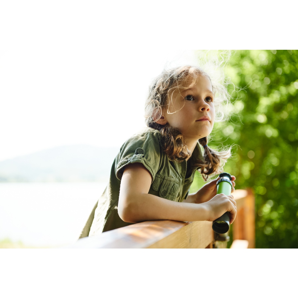 HOQ Télescope Pour Tour De Jeu Et Maison Sur Pilotis - Accessoire Enfant Réglable Vert Pomme/Orange