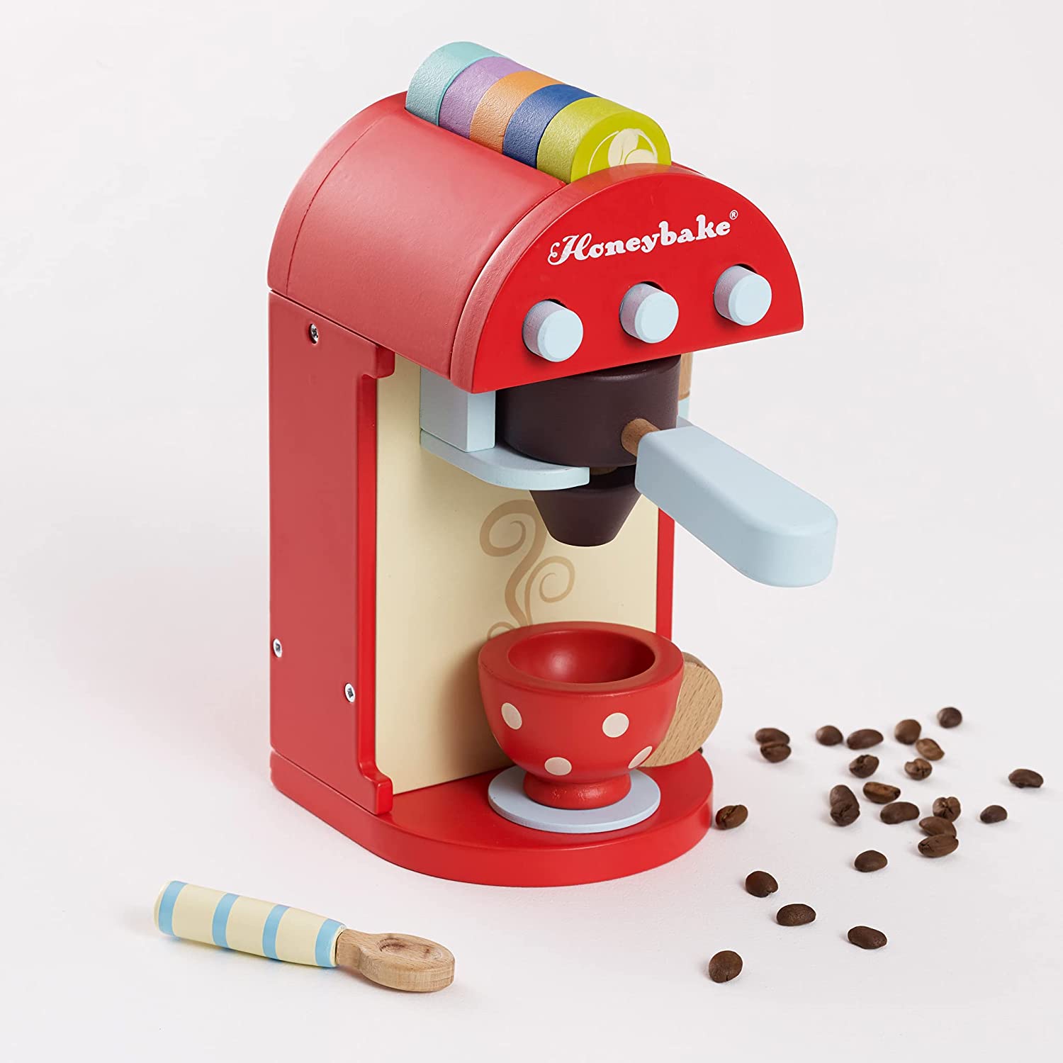 Machine à café en bois et ses accessoires de la marque le toy van
