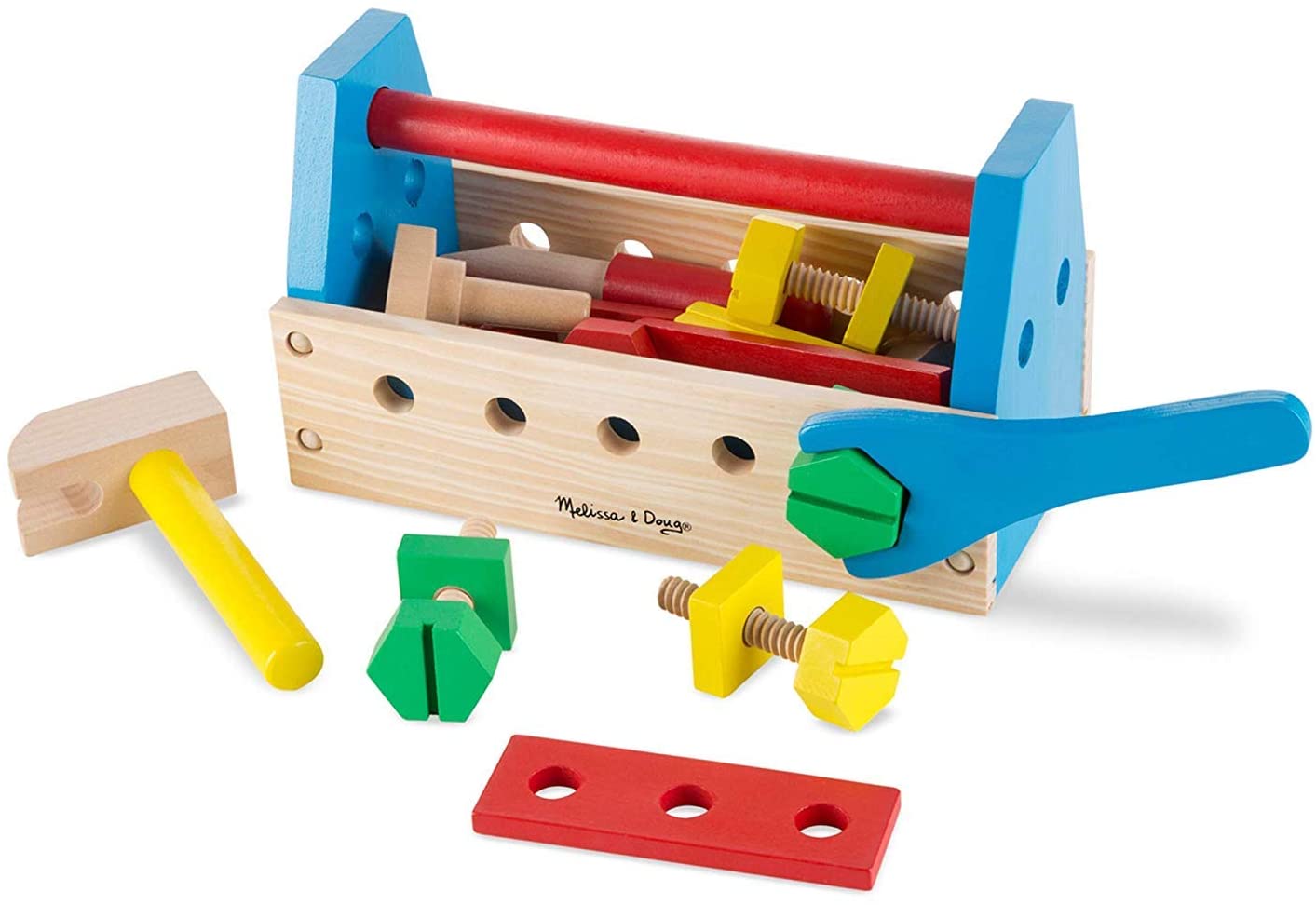 Boite a outils a emporter jouets en bois du bricoleur de la marque Melissa Doug ref 10494