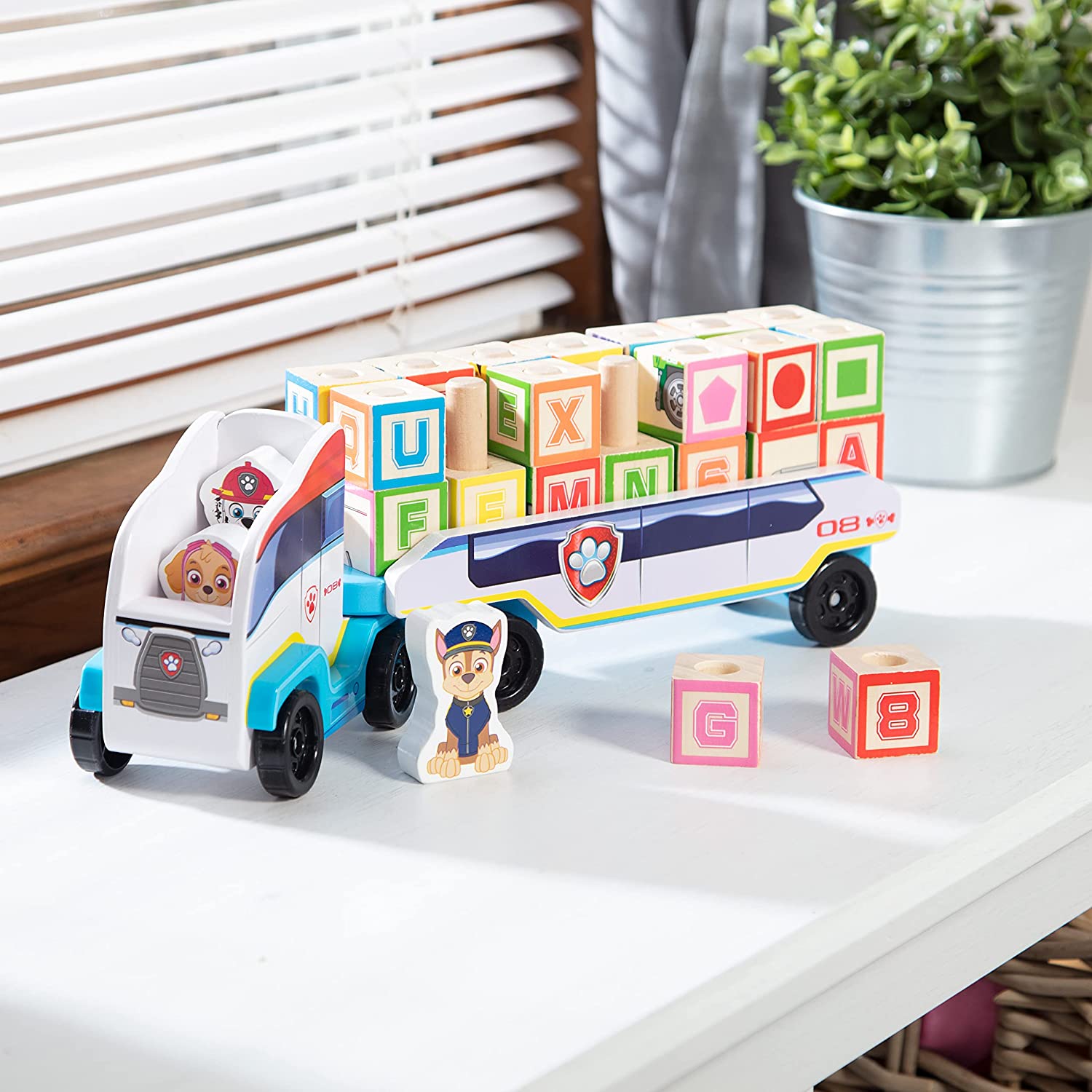 Melissa & Doug Pat' Patrouille Blocs de Bois Alphabet Camion (33 Pièces) Pat' Patrouille Jouets de