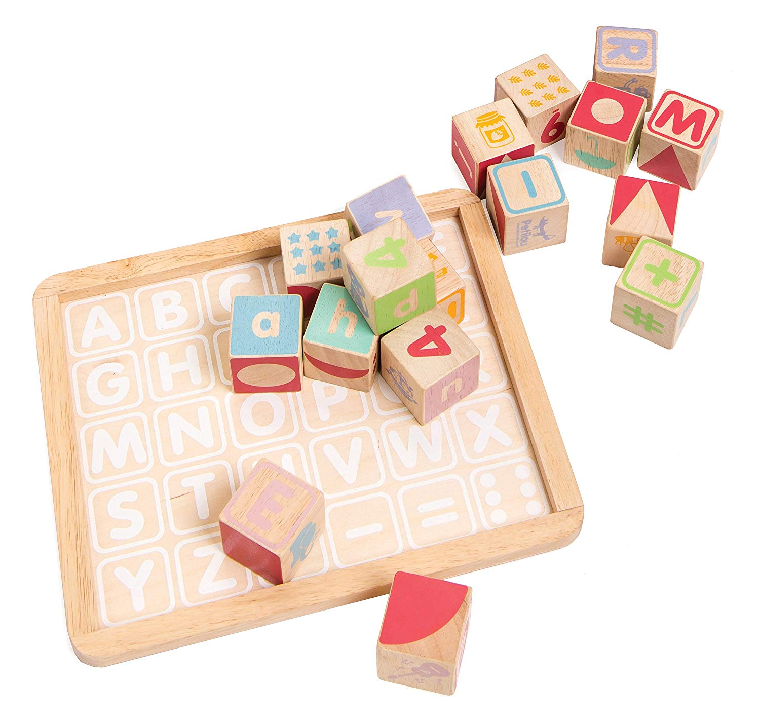 KABENFIS 30 pièces Les Lettres ABC Holzblock sont livrées dans Un Wagon à Tirer