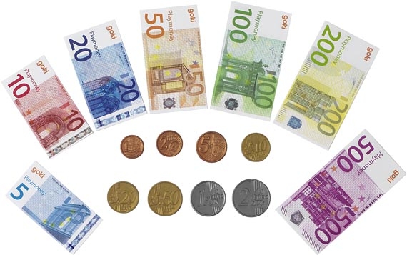 100 Pièces de 1 euro en plastique monnaie pour jeux factices