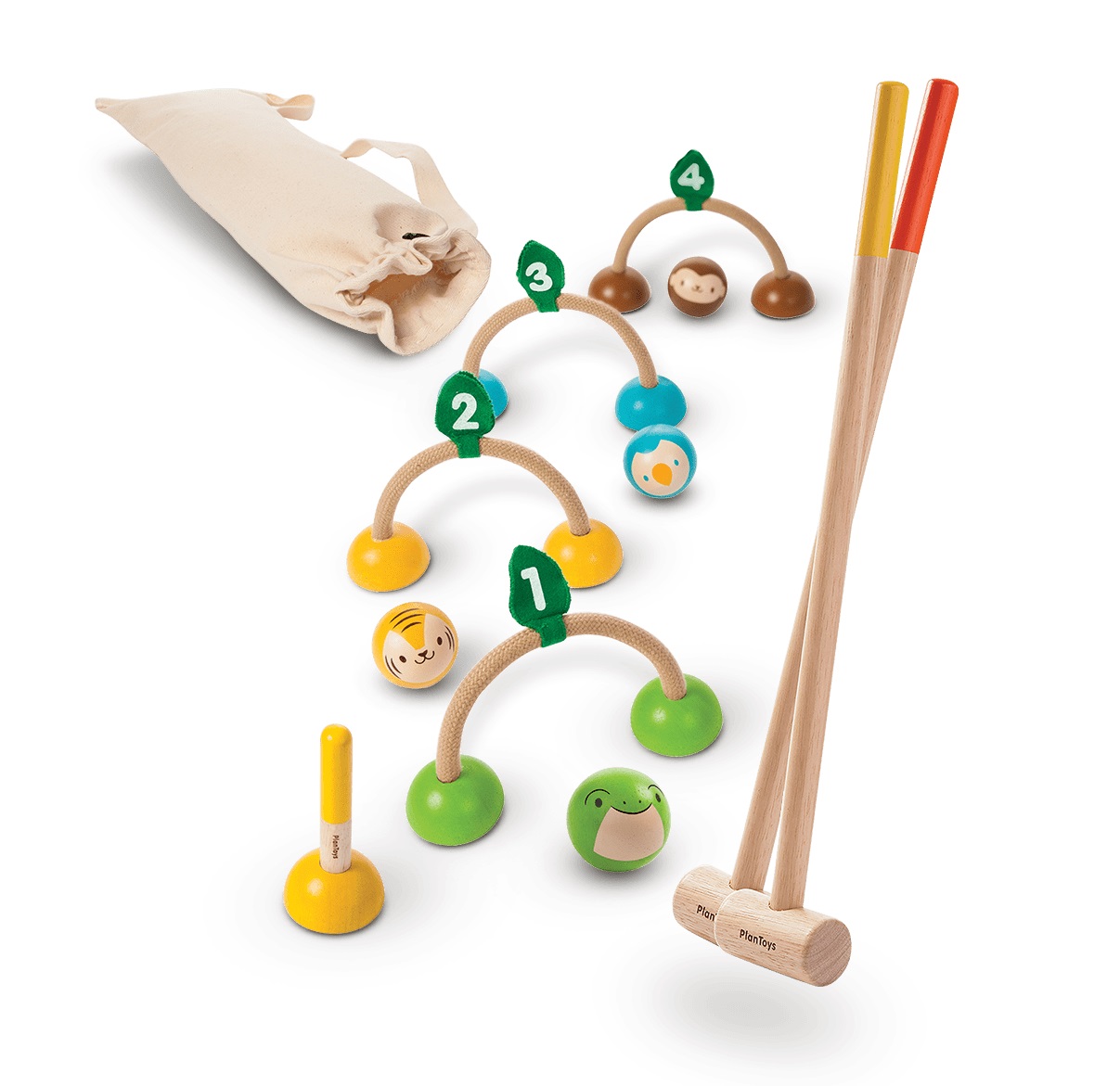 Jeu De Croquet 2 à 4 Joueurs – 4 Maillets Bois, 10 Portes, Balles Colorées – Sac Inclus – Pour Jardin Ou Plage