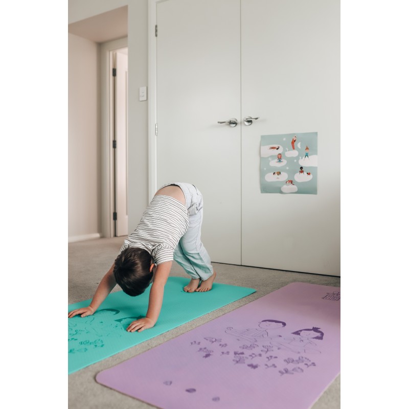 Tapis De Yoga Pour Enfants Myga – Antidérapant, épaisseur 6 Mm – 150x55 Cm – Avec 8 Poses Illustrées Au Dos