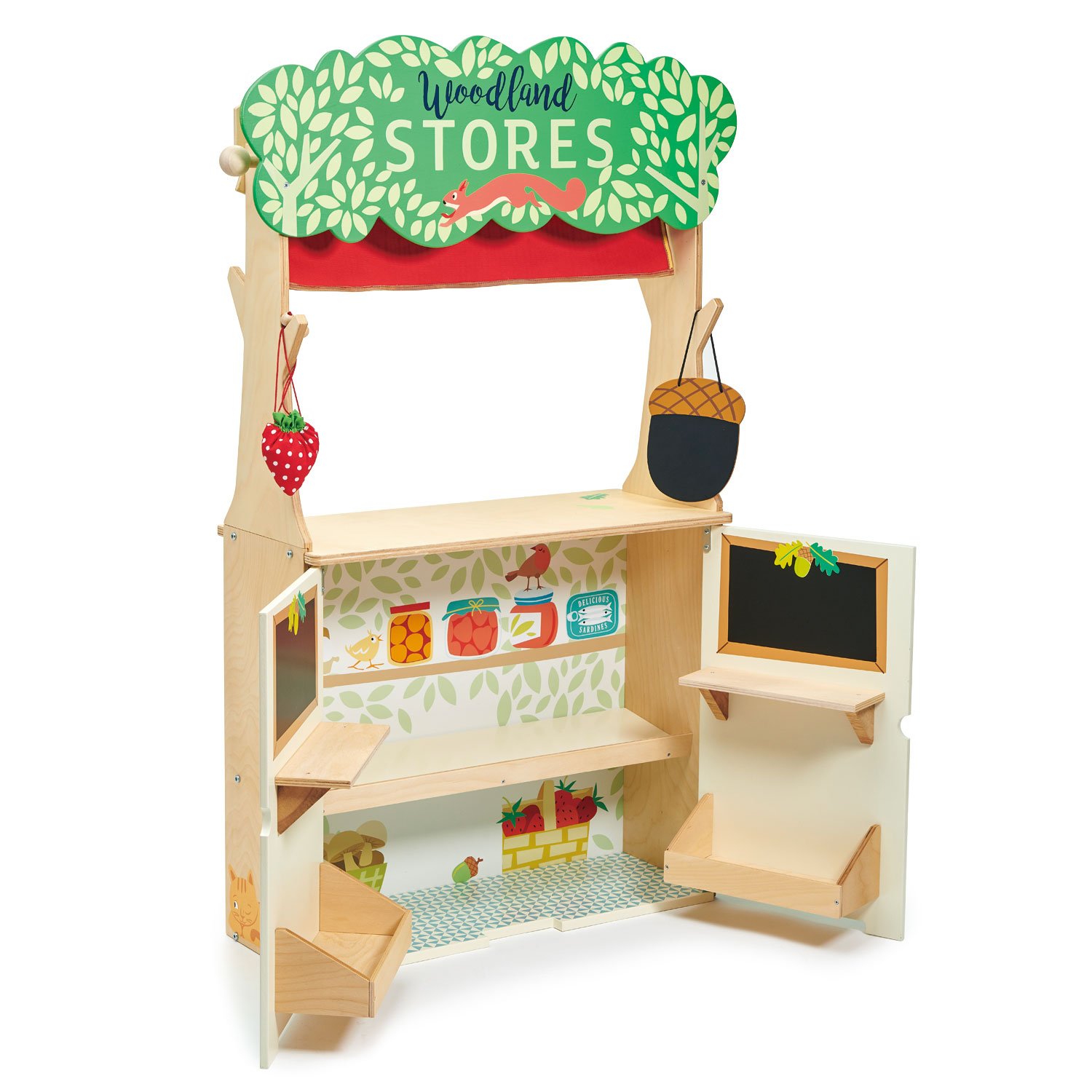 Leomark Stand De Marché Et Théâtre 2 En 1 – En Bois – Avec 4 Marionnettes – Jeu D’imitation – Dès 3 Ans