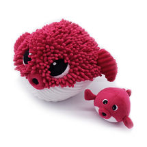 Peluche Ptipotos Poisson globe et son bébé rouge DE74701 Les Déglingos 1