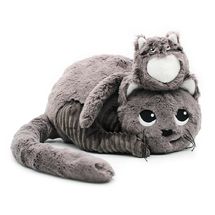 Peluche chat maman et son bébé gris DE74801 Les Déglingos 1