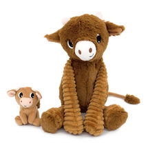 Peluche vache maman et son bébé marron DE76050 Les Déglingos 1