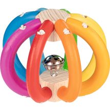 Hochet balle arc-en-ciel flexible avec grelot GK65327 Goki 1
