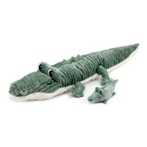 Peluche crocodile maman et son bébé vert DE76220 Les Déglingos 1