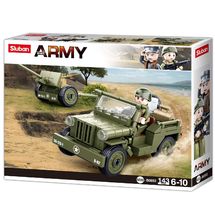 Army WWII - Jeep alliée avec canon anti-aérien SL-M38-B0853 Sluban 1