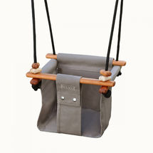 Balançoire pour bébé en bois et tissu Taupe SS-CT-B-EUR Solvej Swings 1