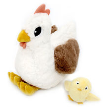 Peluche poule maman et son bébé DE76010 Les Déglingos 1