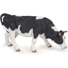 Figurine Vache noire et blanche broutant PA51150-3153 Papo 1