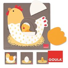 Puzzle poule oeuf poussin GO53027-4036 Goula 1