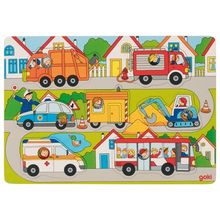 Puzzle Pompiers Goki 57471 - Puzzle en bois - Encastrement