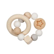 Hochet en bois et silicone étoile gris blanc GK65242 Goki 1