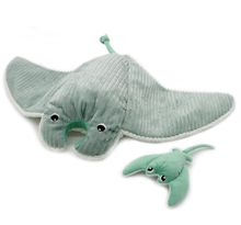 Peluche Ptipotos Raie manta et son bébé menthe DE74400 Les Déglingos 1