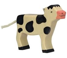 Figurine Veau debout, noir HZ-80005 Holztiger 1