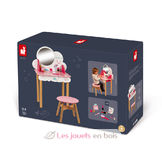 Janod Coiffeuse En Bois P’tite Miss – Rose & Blanc + 10 Accessoires – Jouet Imitation Dès 3 Ans – Éveil Et Imagination