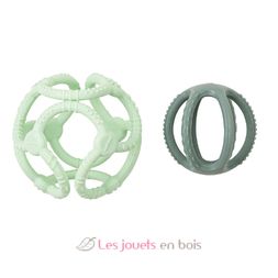 Nattou Balles En Silicone Pour Bébé - Lot De 2 | Dentition Et Jeu | Sans BPA | Vert Menthe/Pomme