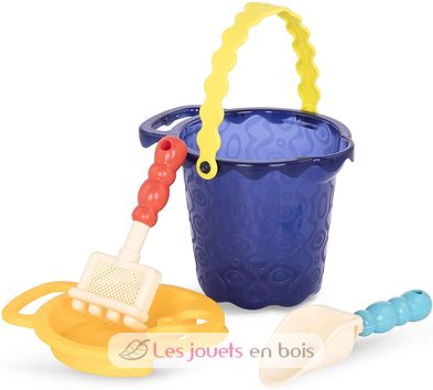 Sands Ahoy Mango - Kit 9 Jouets Plage B. Toys - Seau, Pelle, Râteau, Moulages Ananas Cupcake Poisson - Dès 18 Mois
