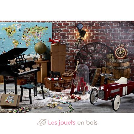 Porteur voiture vintage bordeaux V1046 Vilac 4