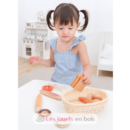 Jouet Dinette Marchande en bois Panier osier Charcuterie - Jouets