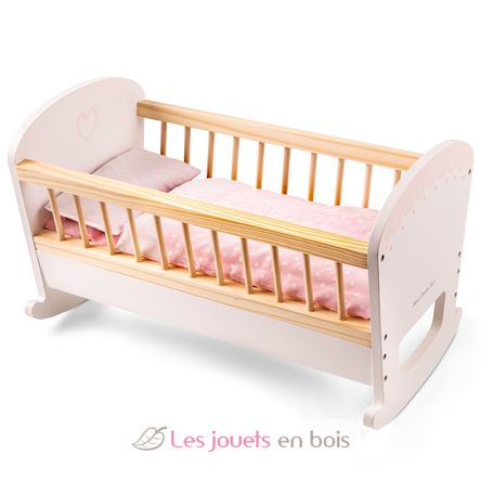 Lit de poupée en bois blanc New Classic Toys 10770 - Berceau en