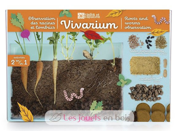 Vivarium Observation racines et vers de terre - Radis et Capucine - Kit de  plantation enfant