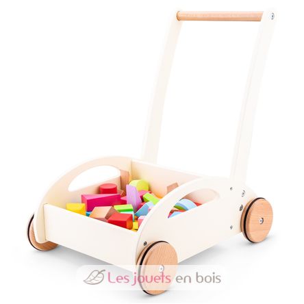 Chariot de marche et blocs en bois NTC11320 New Classic Toys 1