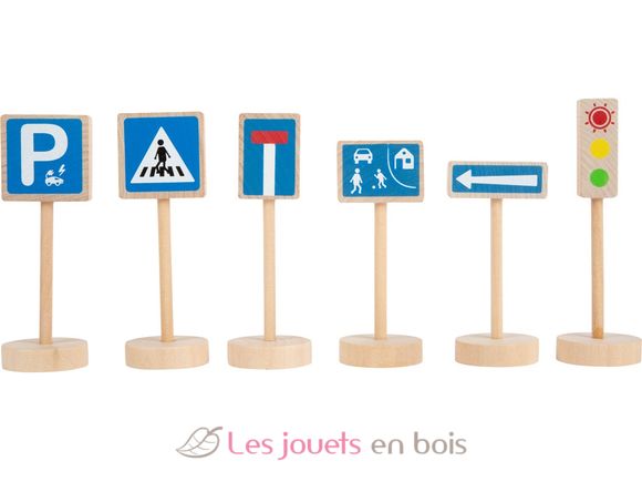 panneaux de signalisation français en bois jouet pour enfant Stock