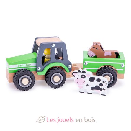 Tracteur bois et remorque Engin agricole pour enfant dès 3 ans