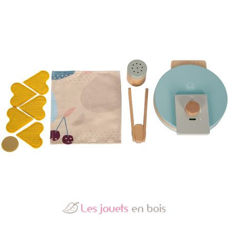 Gaufres En Bois à Partager Erzi - Jeu De Rôle Pour Enfants - 4 Pièces Avec Velcro - Fabriqué En Allemagne - 9,8x9,8x1,5 Cm
