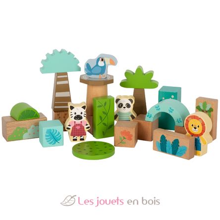 Blocs de construction en bois Jungle Friends LE12768 Small Foot company 2